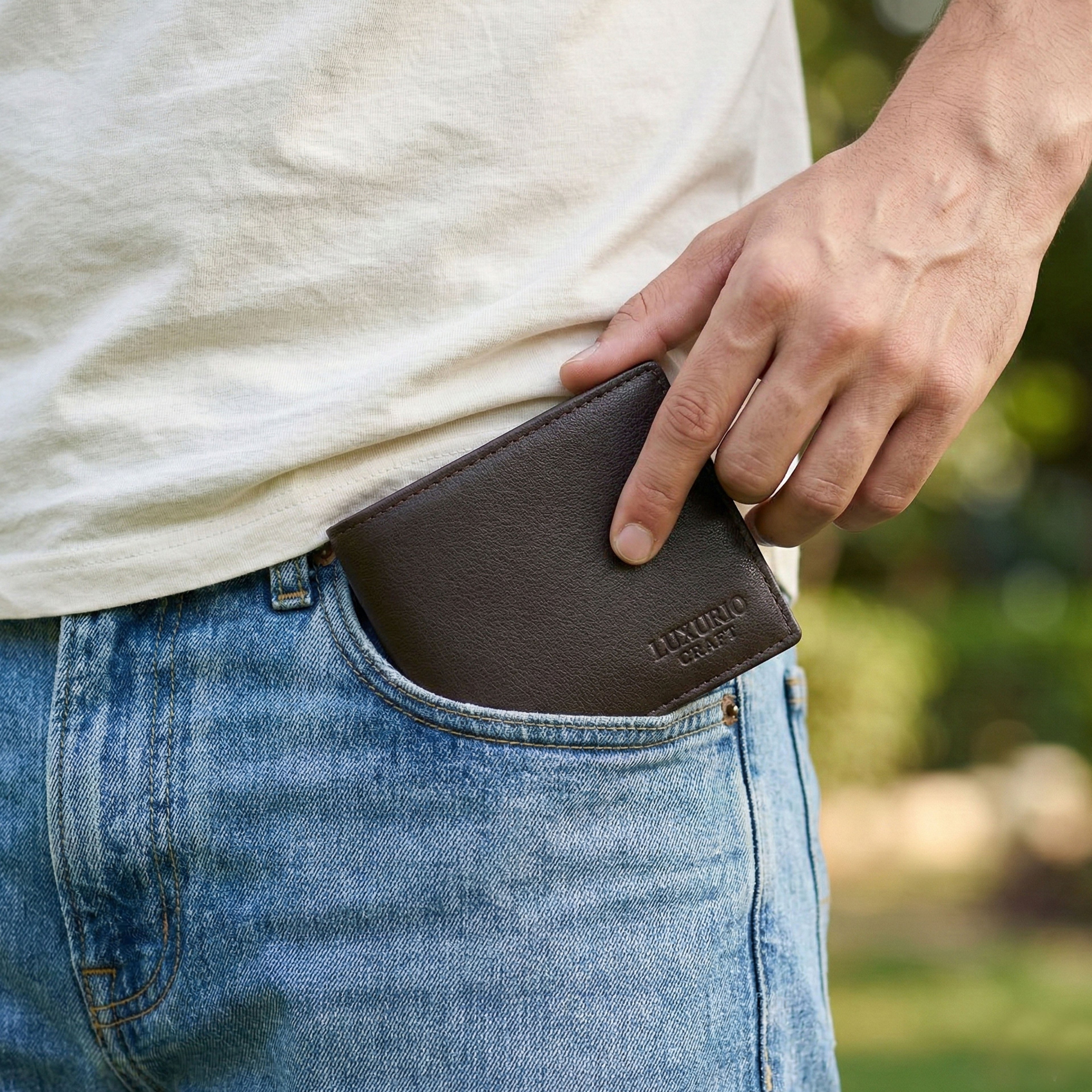 Brown Genuine Leather Wallet for Men – Premium Slim Bifold Wallet with ID Window & Card Slots