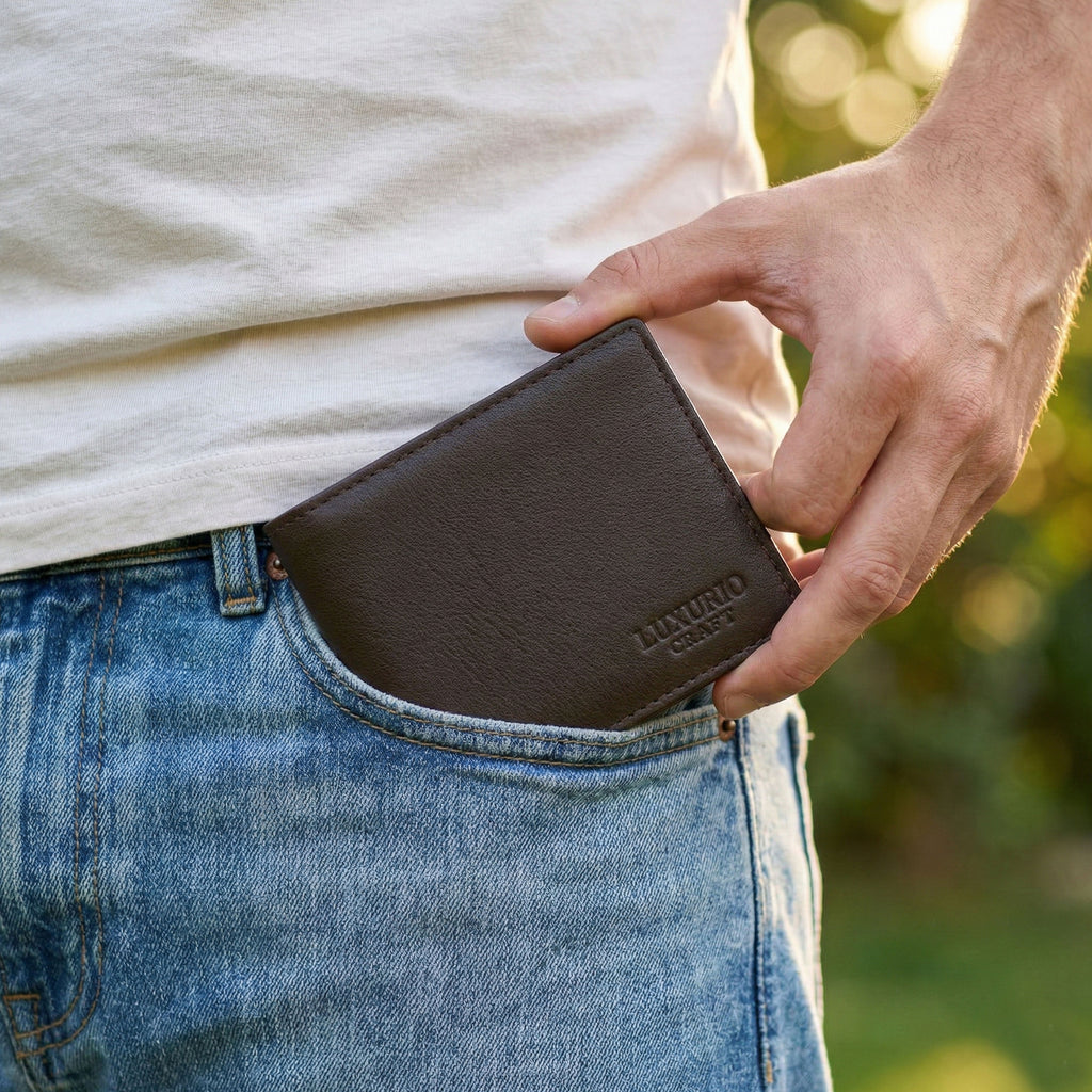 Premium Brown Leather Wallet for Men – Genuine Leather Classic Bifold Wallet