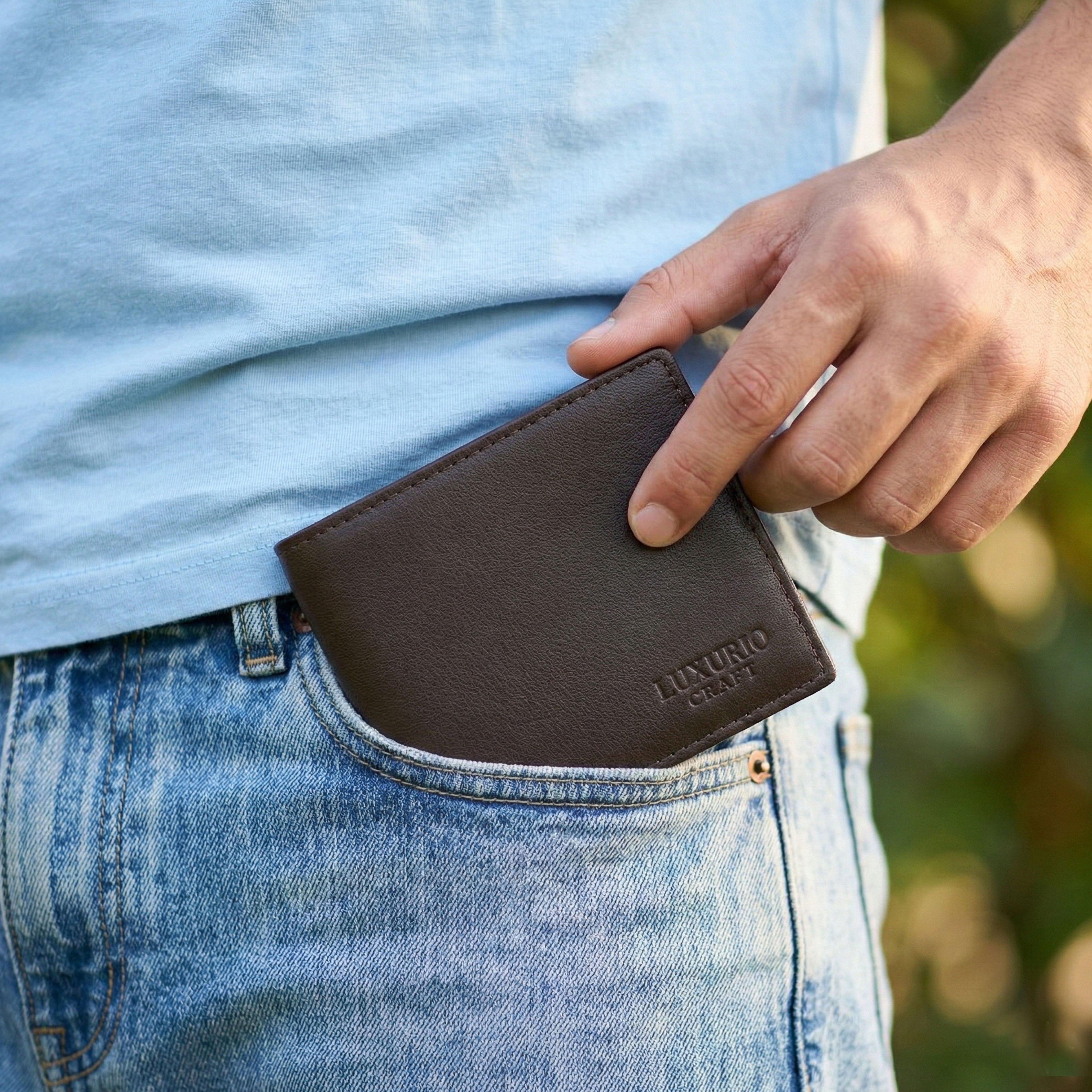 Brown Genuine Leather Wallet for Men – Premium Slim Bifold Wallet with Card Slots & ID Window