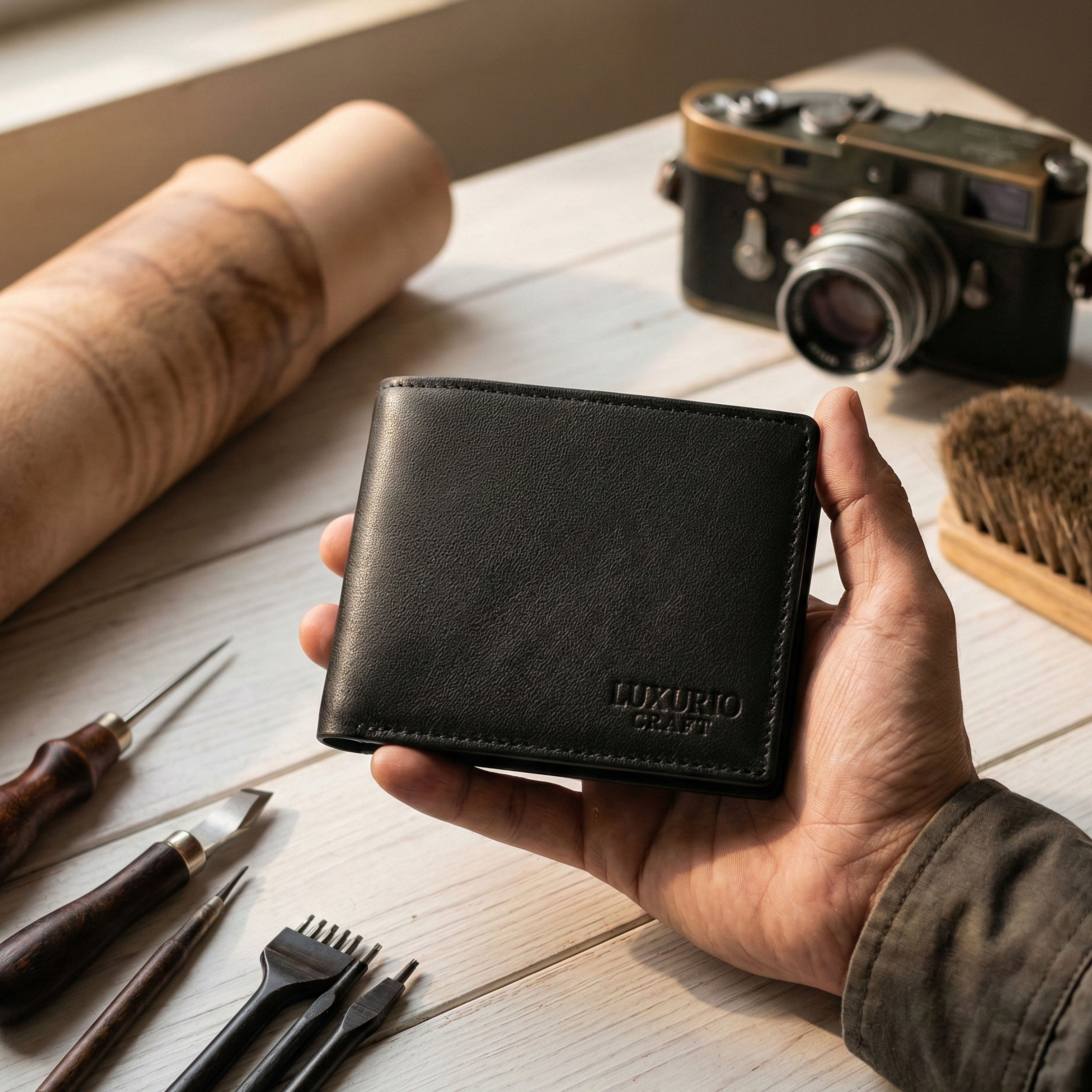 Classic Black Leather Wallet for Men – Elegant, Durable & Slim Design