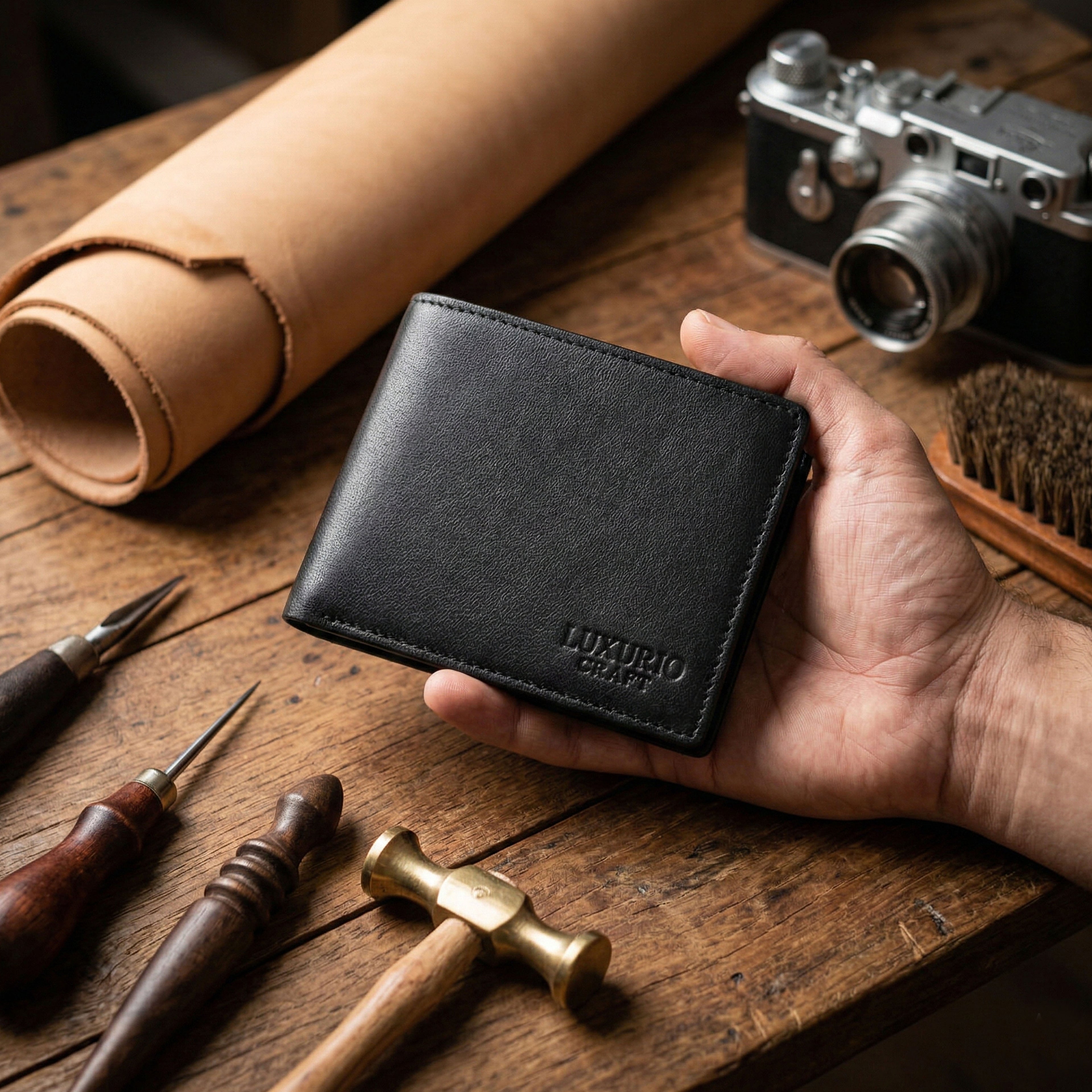 Premium Black Leather Wallet – Slim Minimalist Wallet for Men