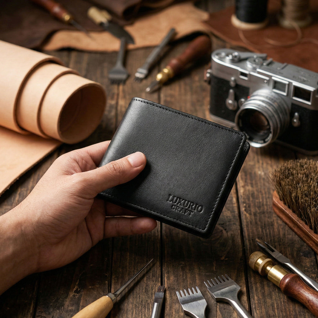Classic Black Leather Wallet for Men – Elegant, Durable & Slim Design