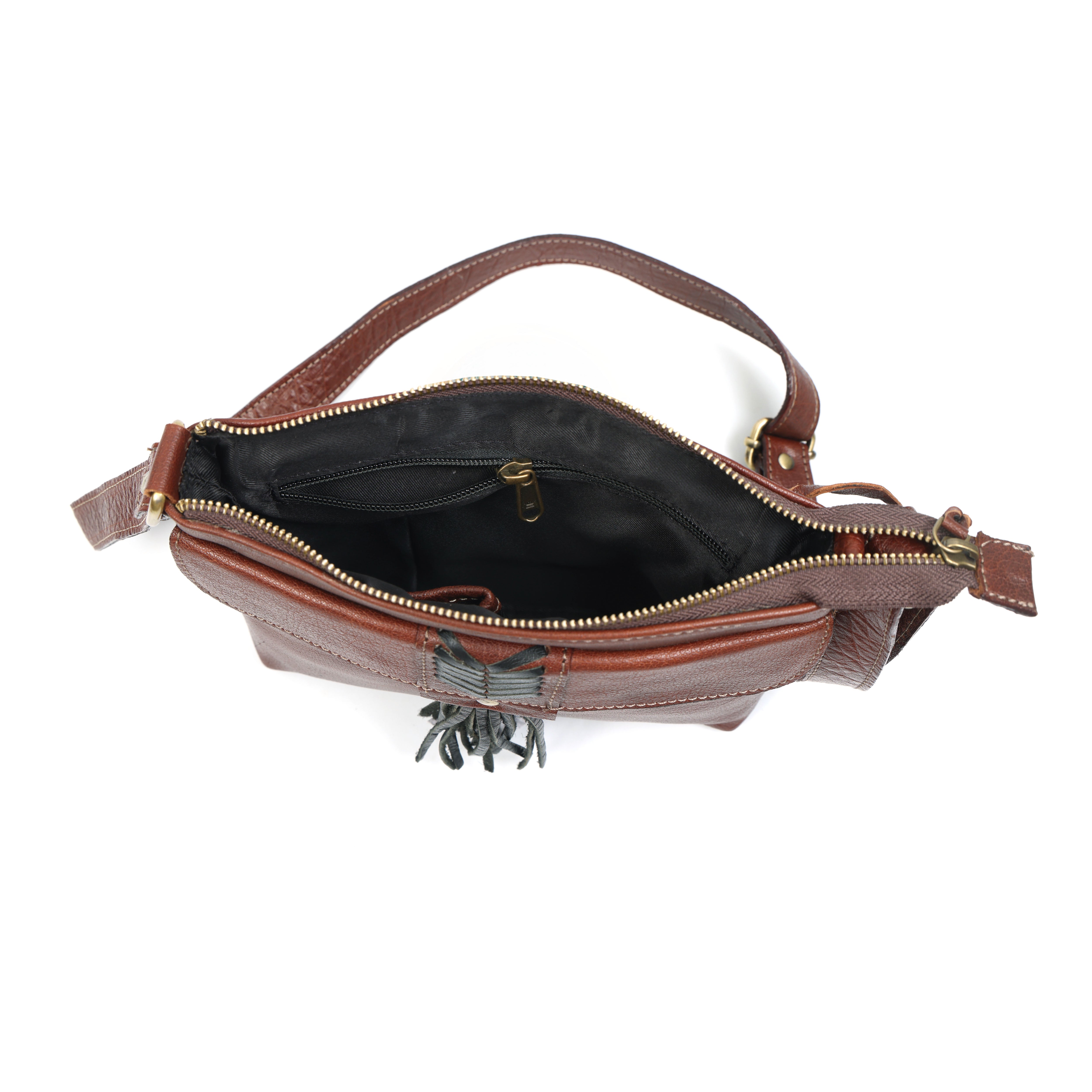 LUXURIO CRAFT Genuine Leather Crossbody Bag for Women – Small Vintage Shoulder Bag with Adjustable Strap & Tassel, Everyday Travel Purse