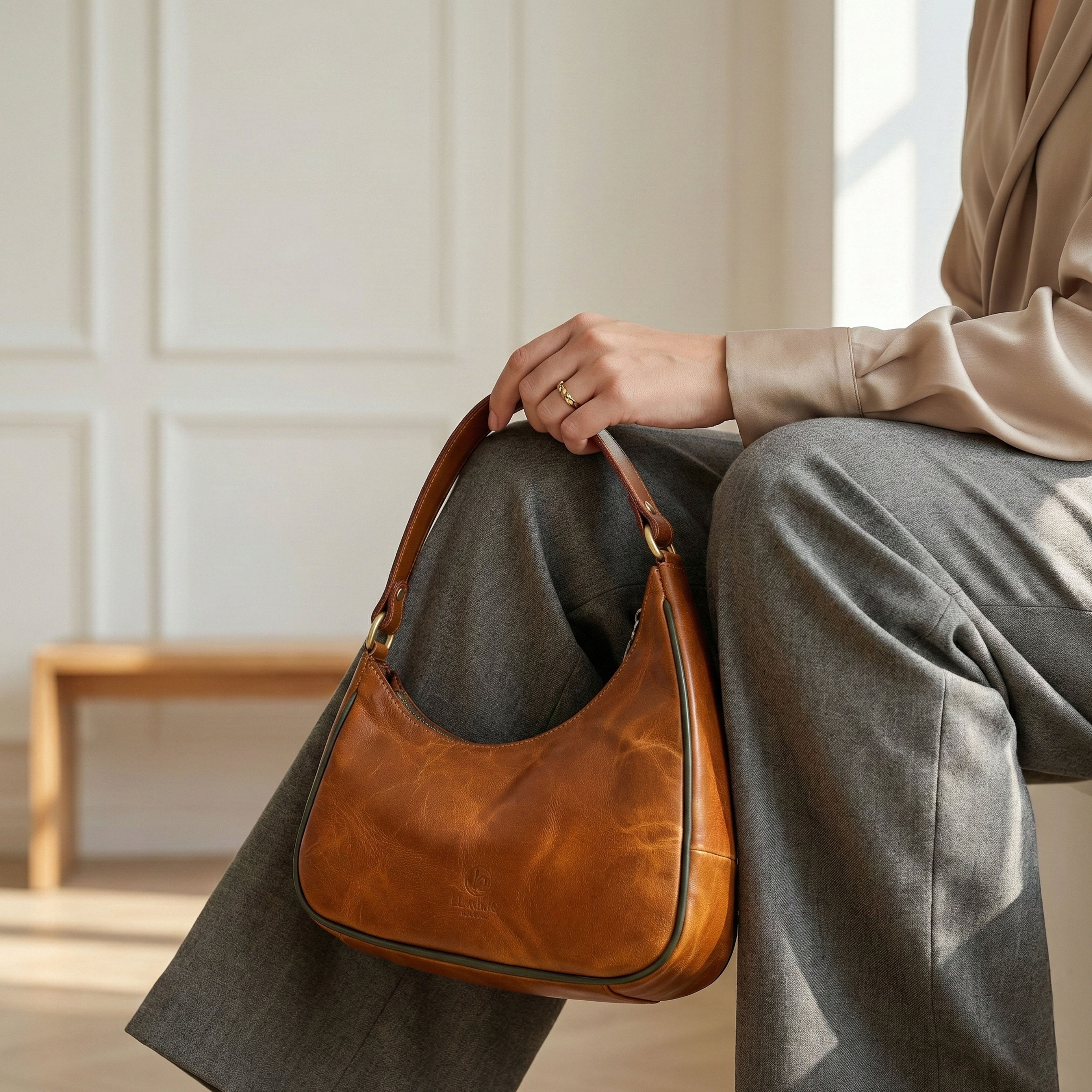 Luxurio Craft Genuine Leather Sling Bag for Women | Handmade Vintage Leather Shoulder & Crossbody Bag | Premium Everyday Handbag | Brown