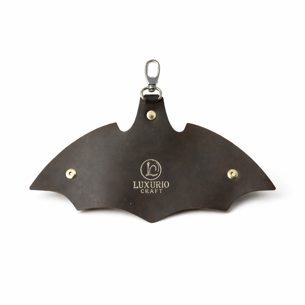 Brown Leather Batman Design Key Ring – Stylish & Durable (Unisex)