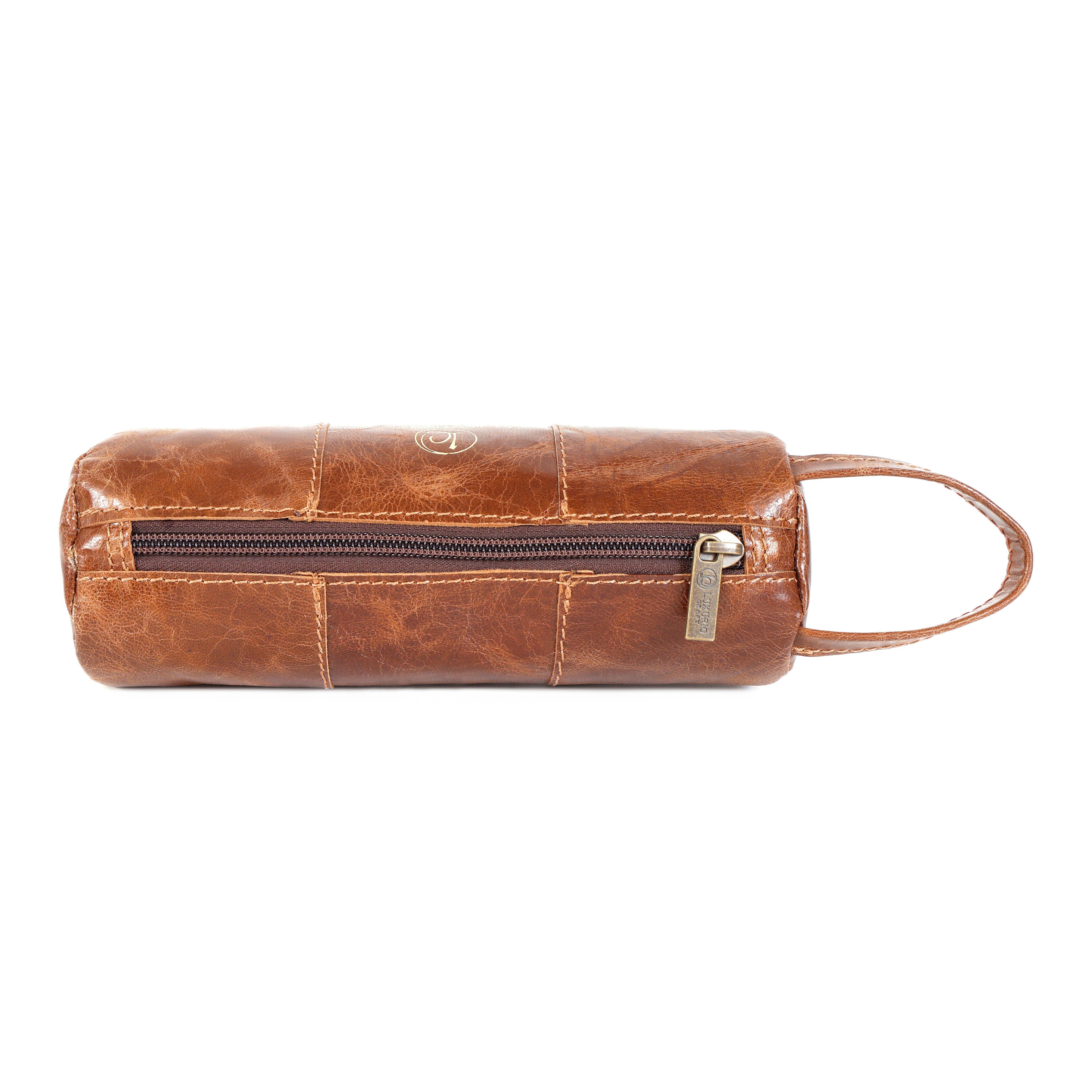 Luxurio Craft Premium Leather Pencil Case | Handcrafted Vintage Stationery Organizer | Zippered Leather Pouch for Office & School
