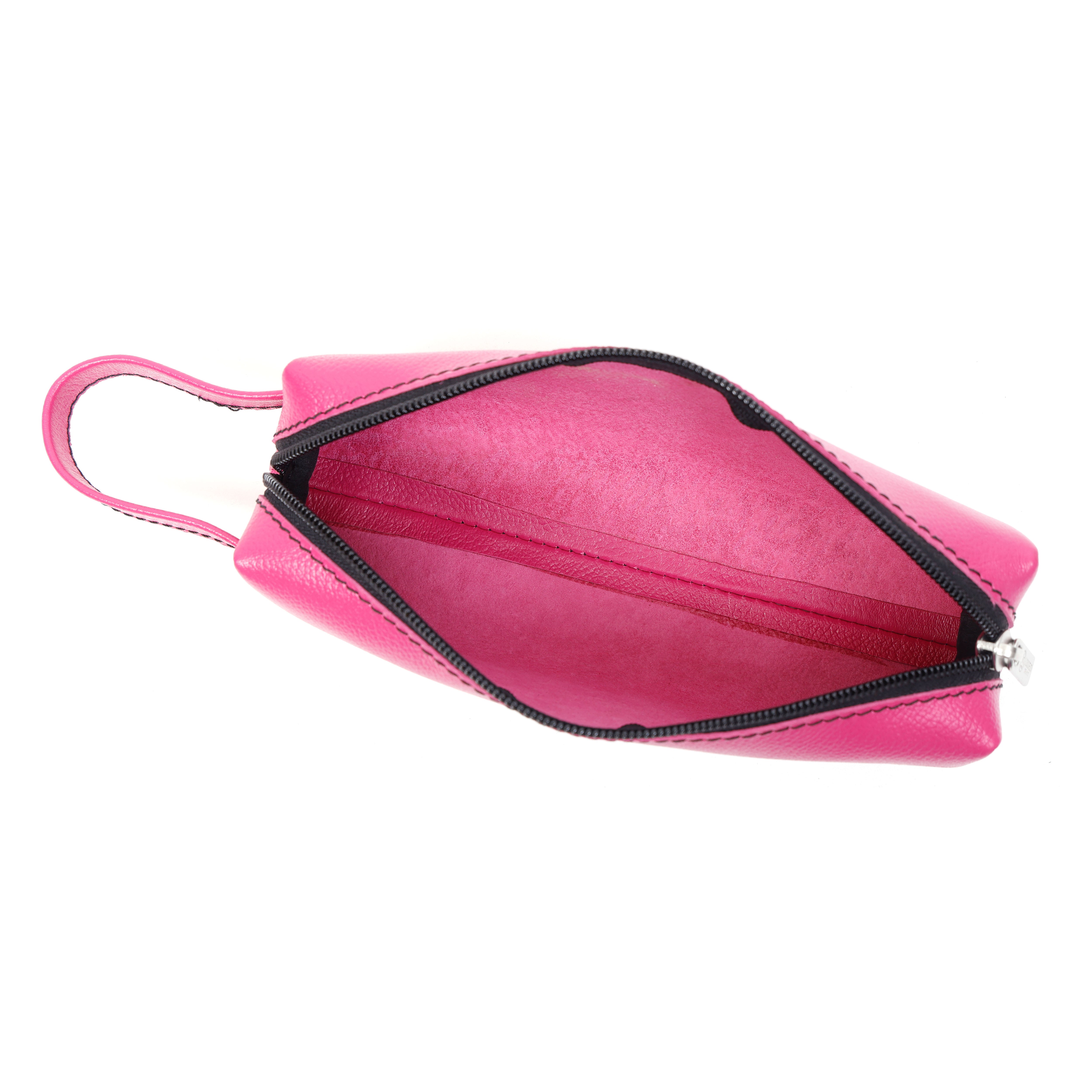 Luxurio Craft Premium Leather Pencil Case | Stylish Pink Zippered Stationery Organizer | Elegant Pen & Accessory Pouch for Office & School