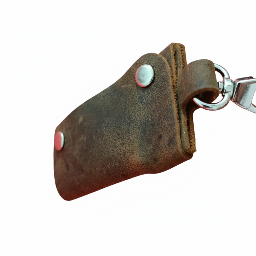 Brown Leather Folded Design Keychain – Elegant & Durable (Unisex)