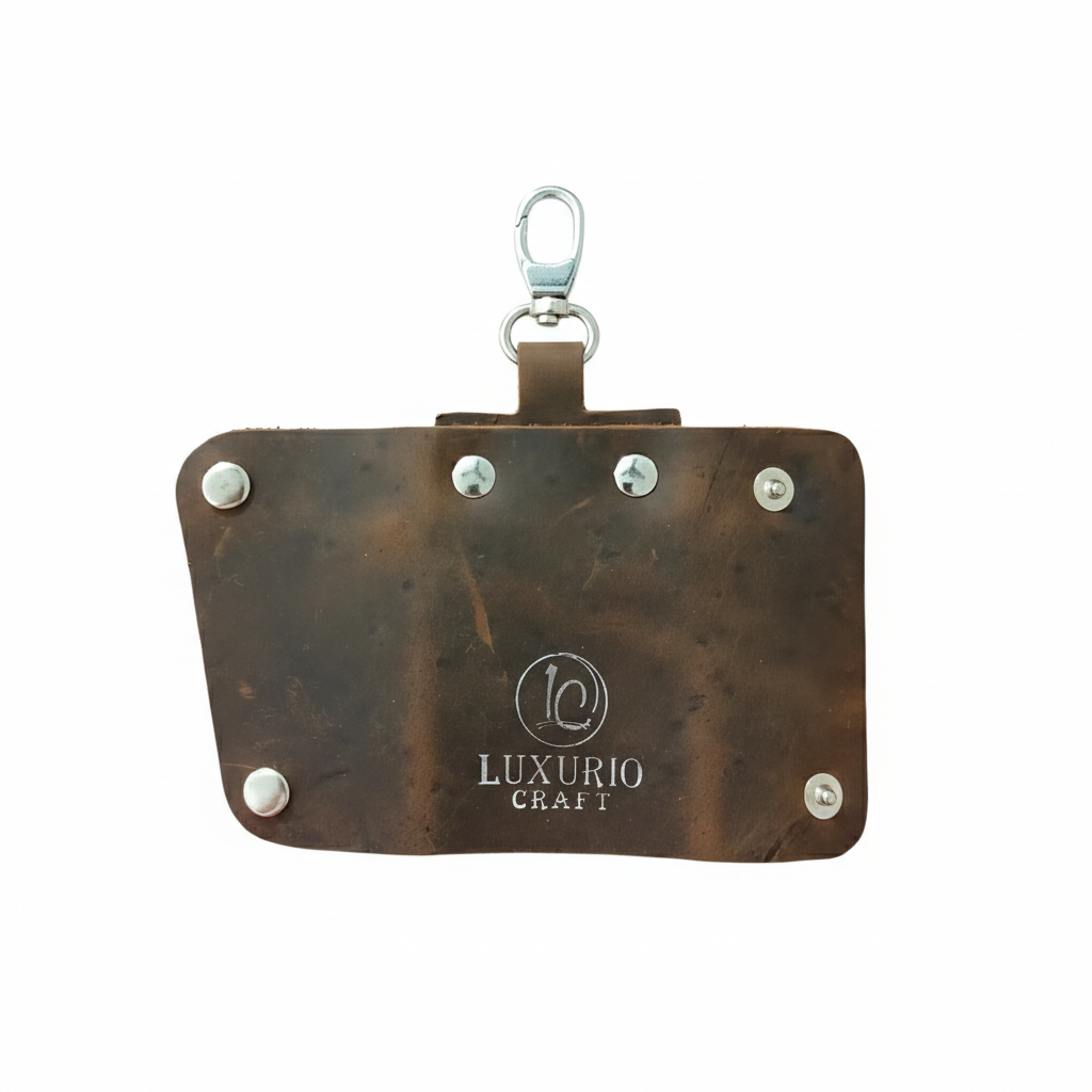 Brown Leather Folded Design Keychain – Elegant & Durable (Unisex)