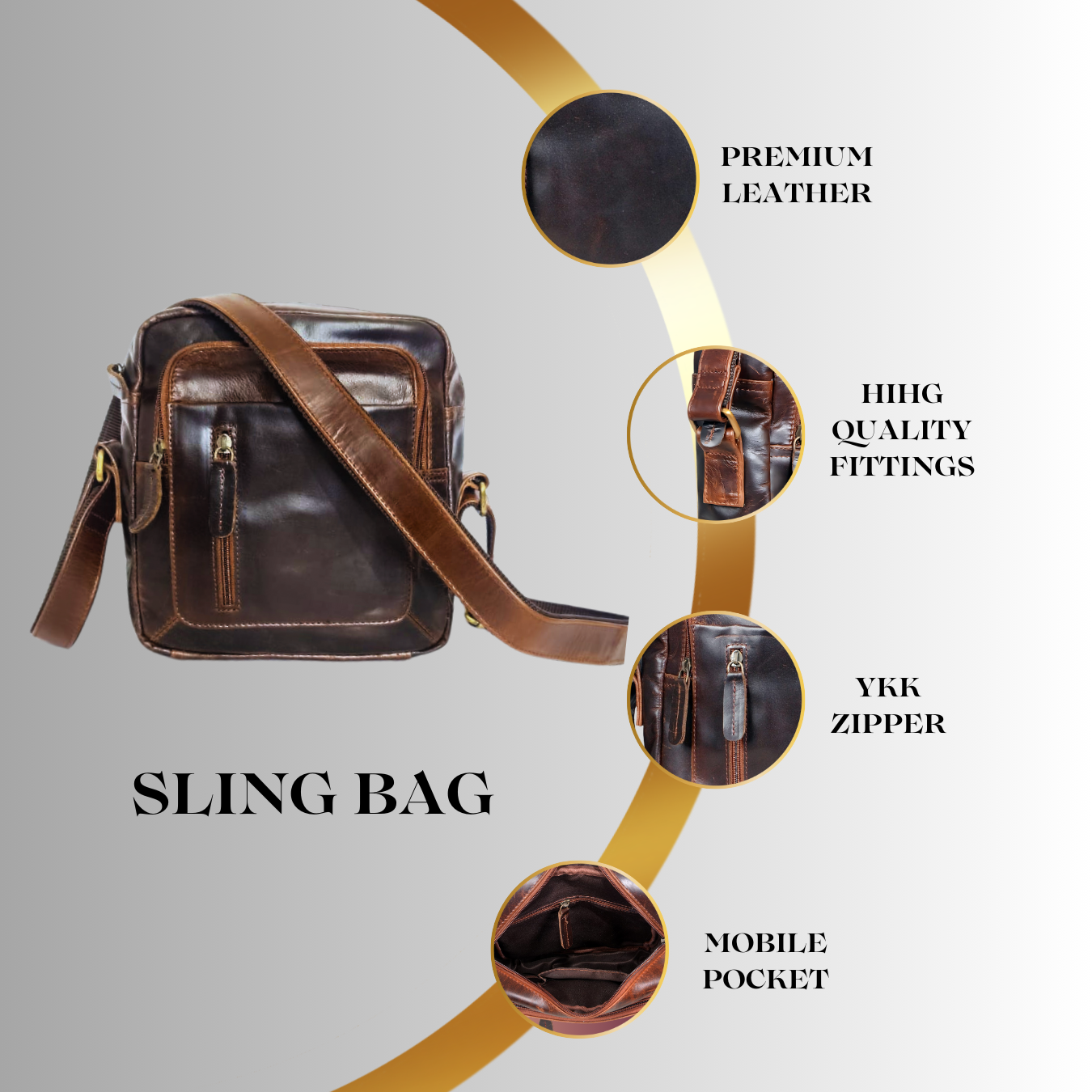 Brown Leather Sling Bag – Classic, Stylish & Functional (Unisex)