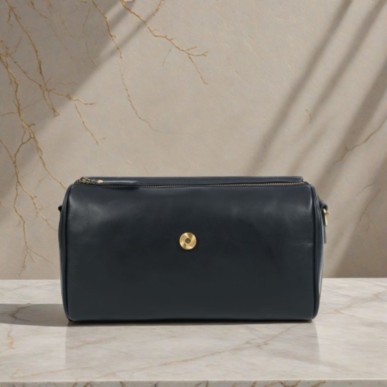 Premium Black Leather Shoulder Bag – Floral Embroidered Chic Elegance