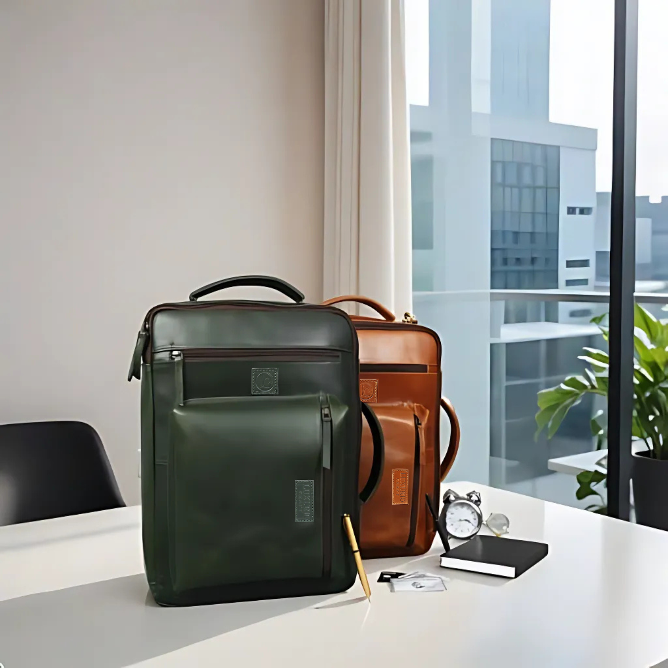 Premium Tan Leather Laptop cum Backpack Bag – Versatile, Elegant & Built for Everyday Utility