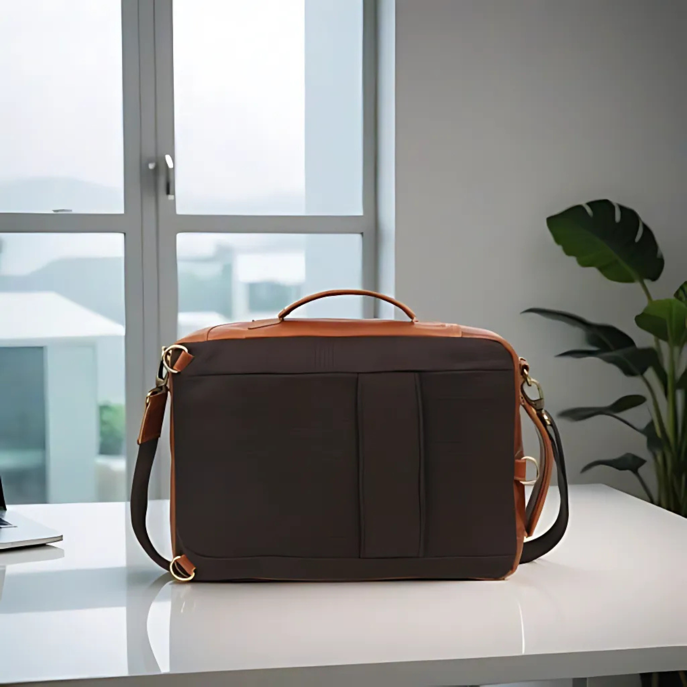 Premium Tan Leather Laptop cum Backpack Bag – Versatile, Elegant & Built for Everyday Utility