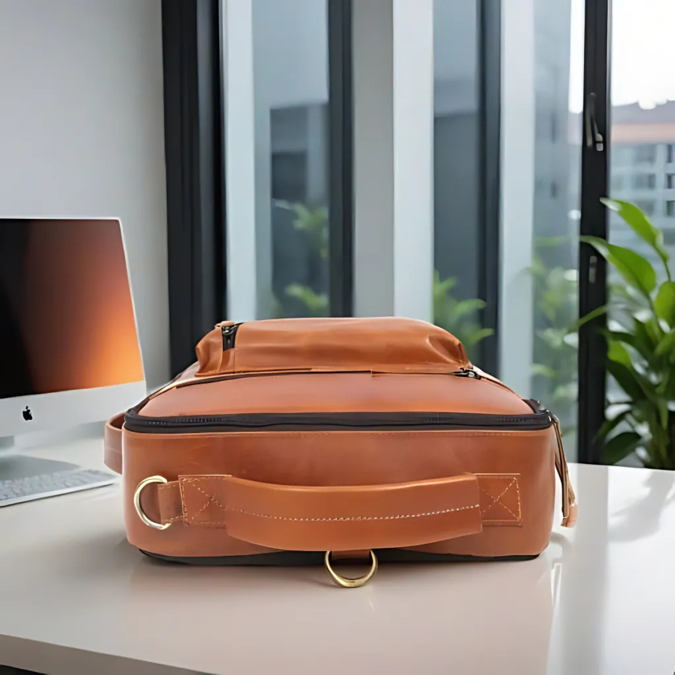 Premium Tan Leather Laptop cum Backpack Bag – Versatile, Elegant & Built for Everyday Utility
