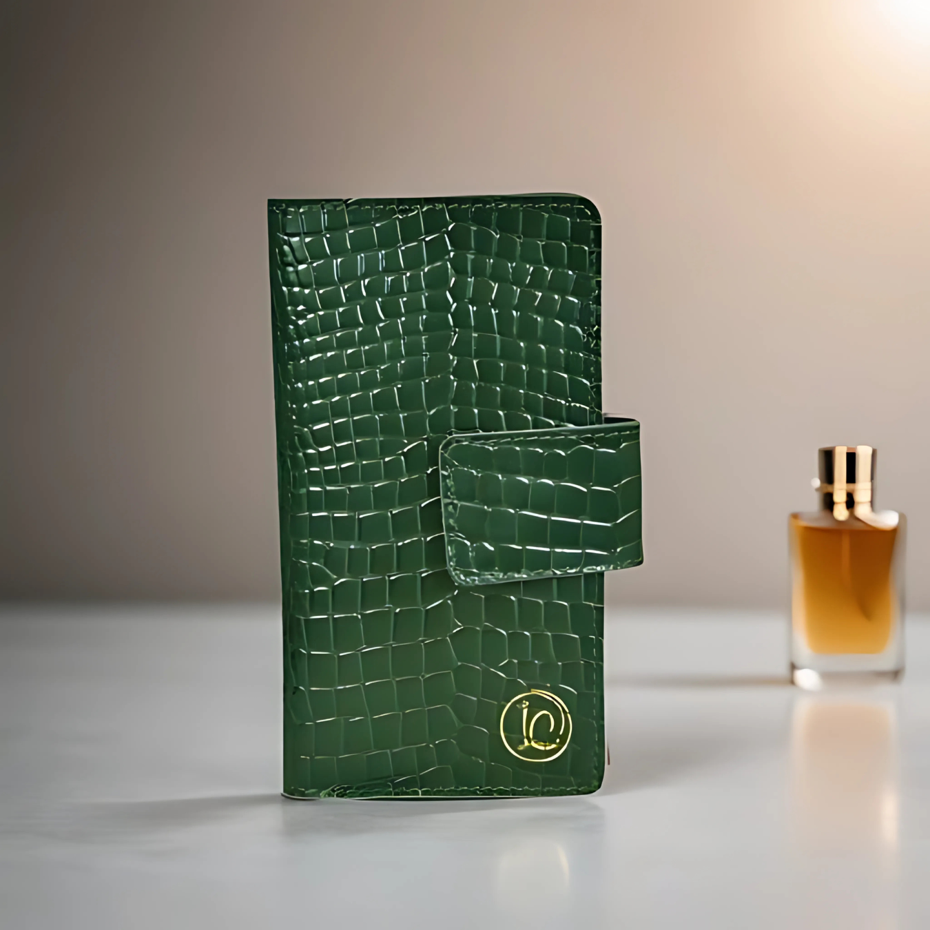 Dark Green Croo Print Passport Holder Wallet – Stylish & Secure (Unisex)