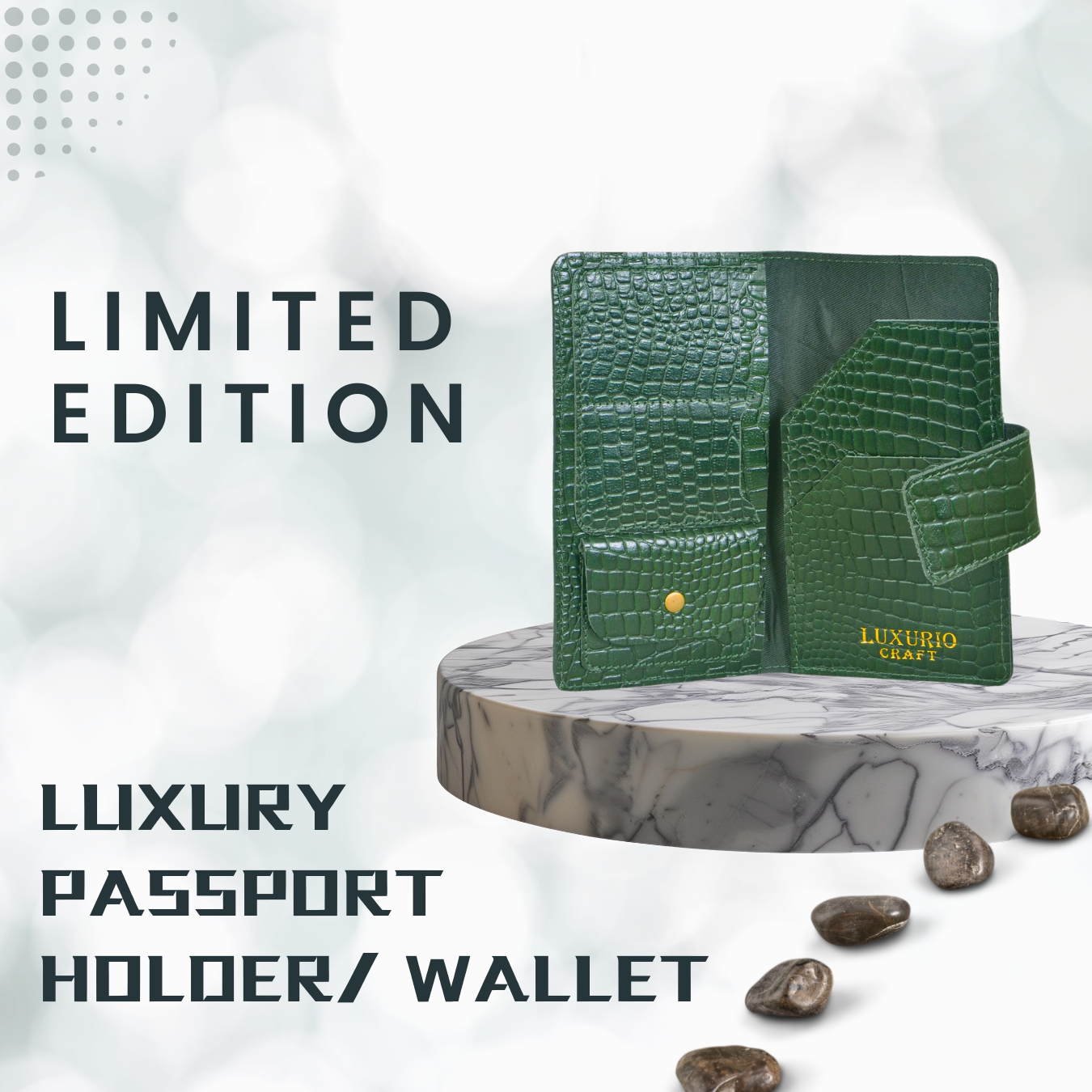 Dark Green Croo Print Passport Holder Wallet – Stylish & Secure (Unisex)