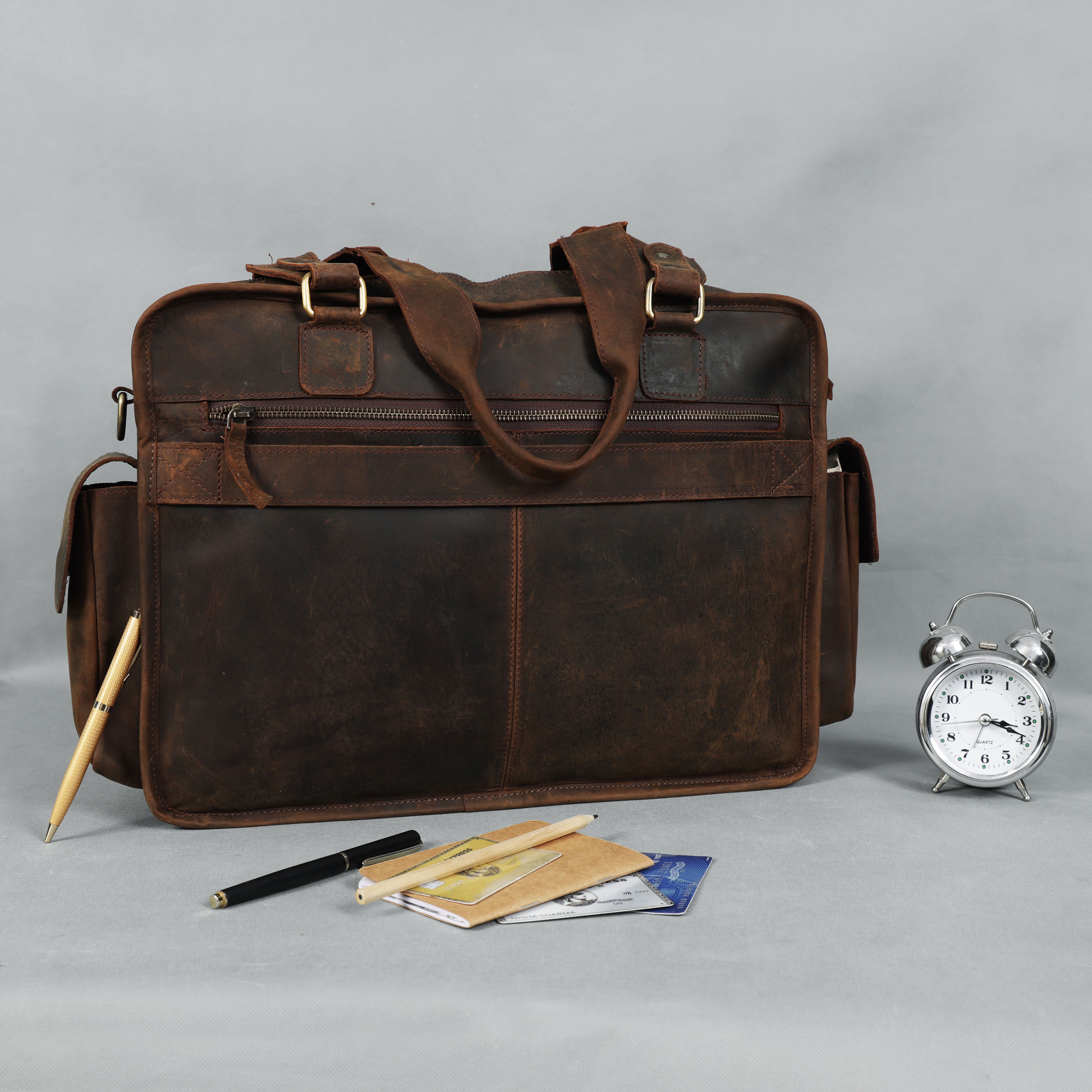 Vintage Brown Color Multiple Pockets Messenger Bag