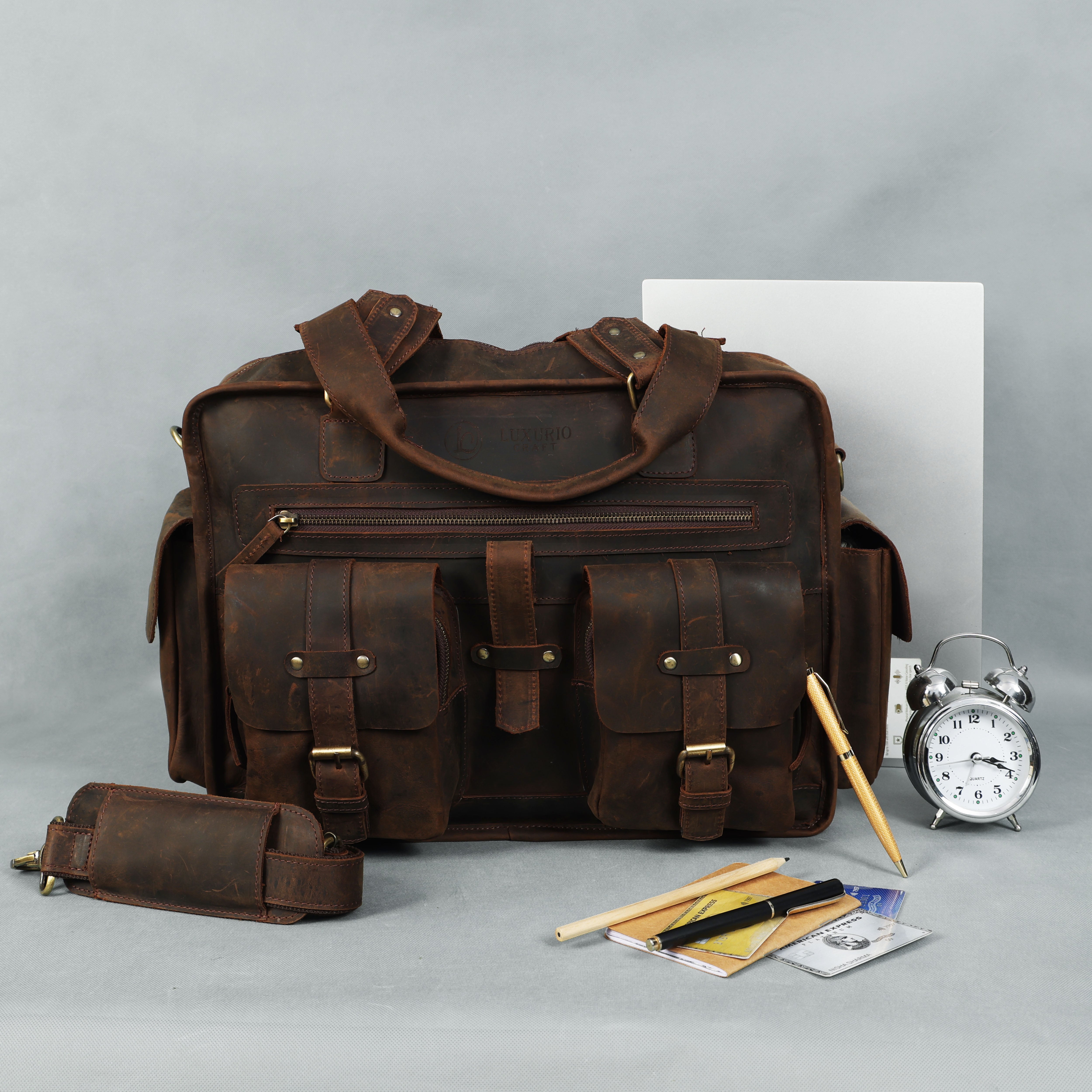 Vintage Brown Color Multiple Pockets Messenger Bag