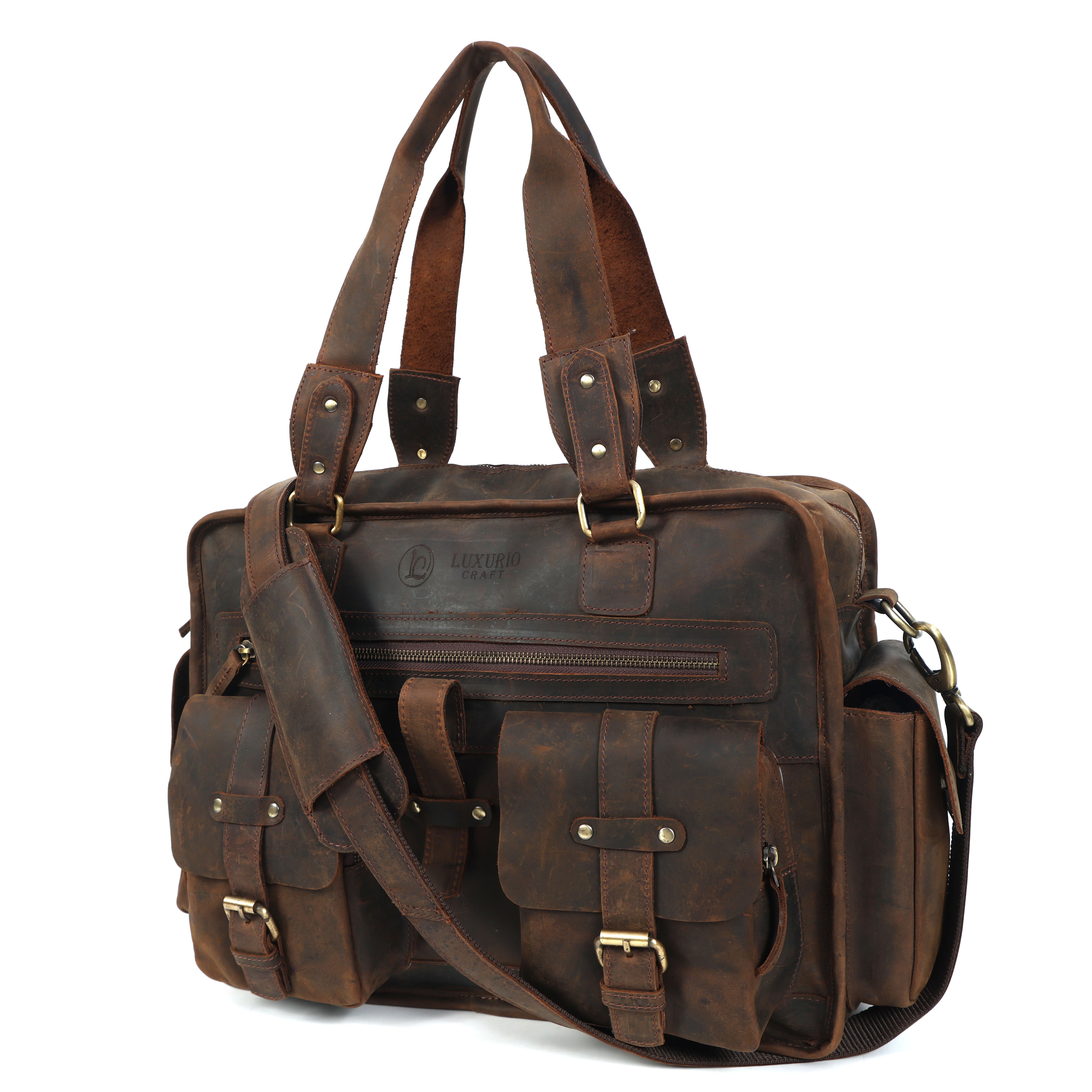 Vintage Brown Color Multiple Pockets Messenger Bag