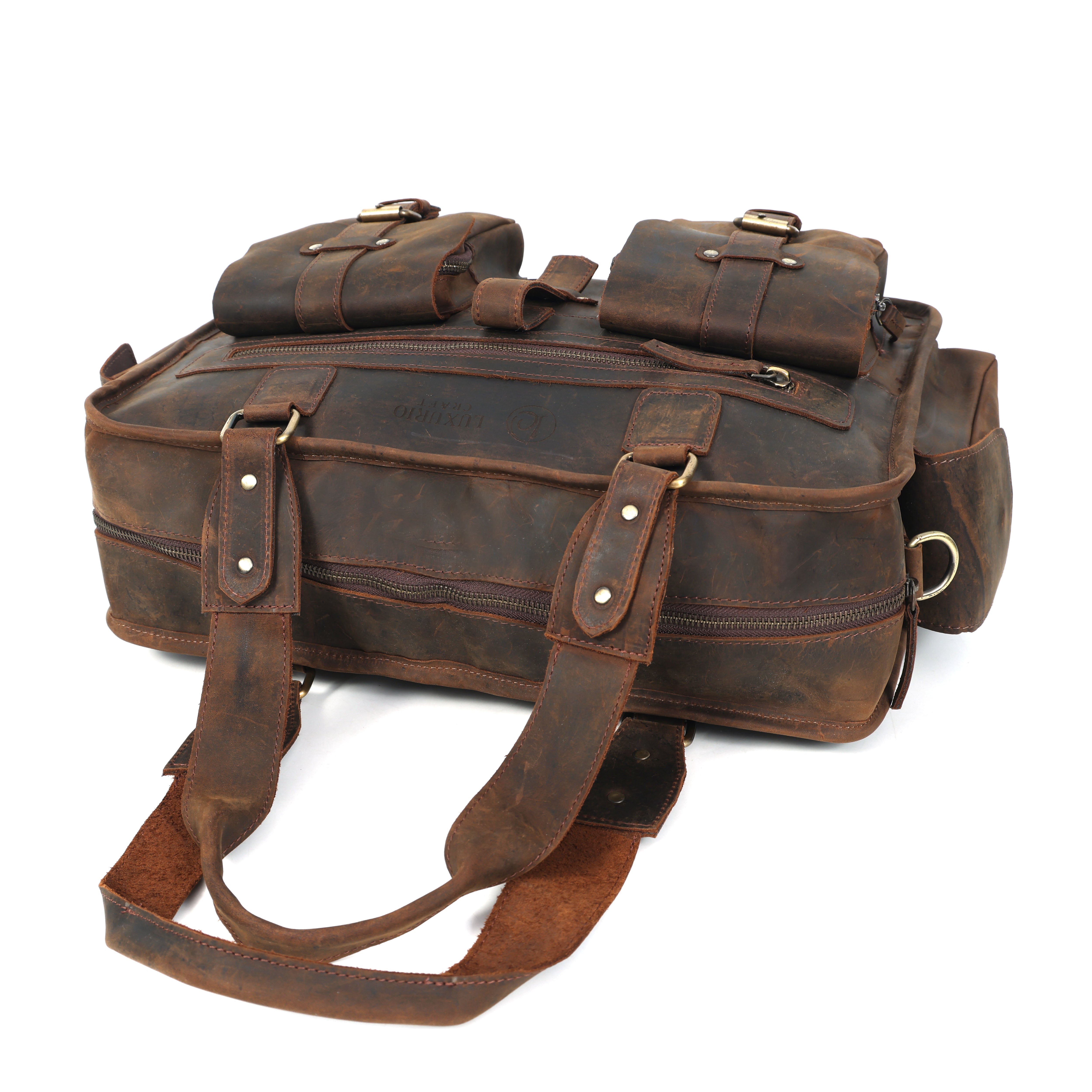 Vintage Brown Color Multiple Pockets Messenger Bag
